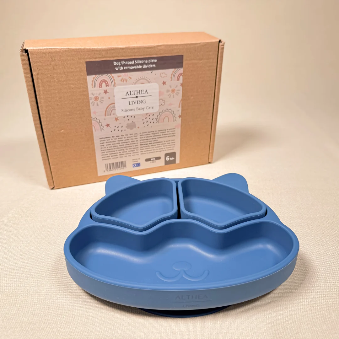 Plato con divisiones extraíbles y forma de perrito