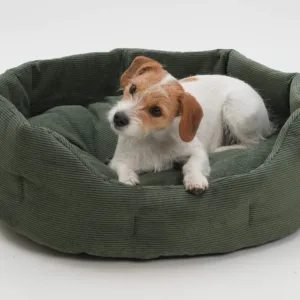 Cama para perro pequeño en pana gruesa. Suave, reversible y completamente lavable. Diseño acogedor con soporte firme y duradero.