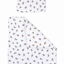 Juego de cama de bambú con estampado Garden Fruits y relleno antialérgico. Acolchado y seguro, ideal para proteger al bebé mientras duerme.